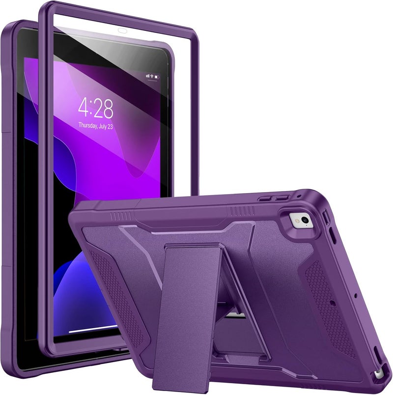 Soke Case for iPad 6th/5th Generation 9.7 Inch 2018/2017,with Built-in Screen Protector and Kickstand, Rugged Full-Body Heavy Duty Protective Cover for Apple iPad Air 2 /Pro 9.7 - Purple - Image 1